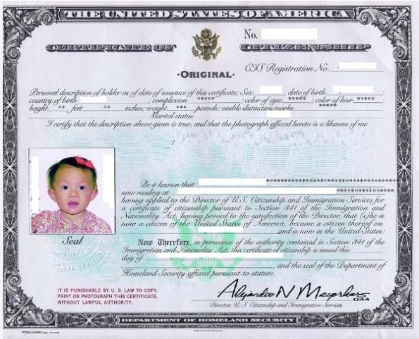 Certificate of Naturalization